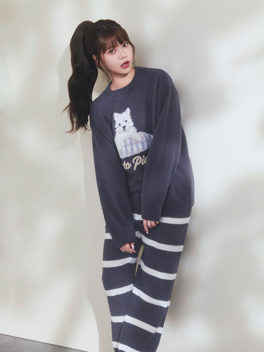 gelato pique「【UNISEX】エアリーモコボーダーロングパンツ」|ルームウェア|