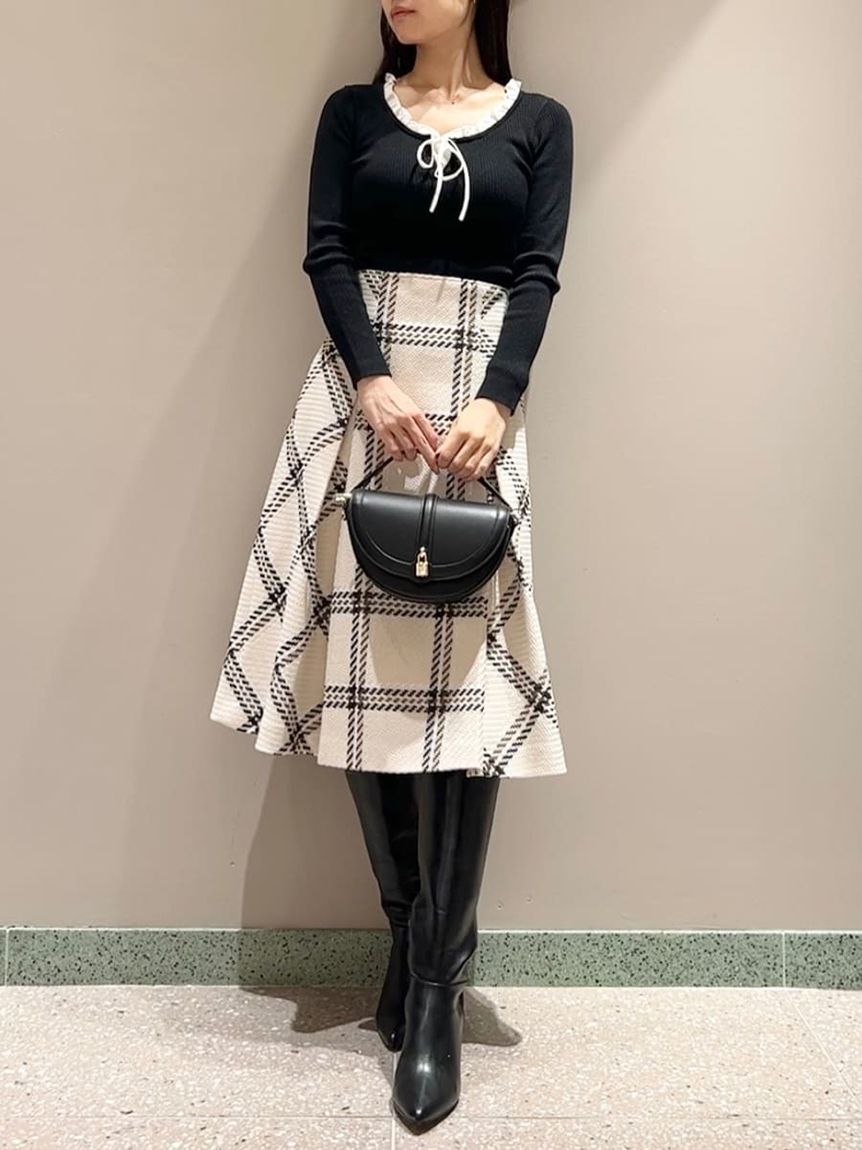 SNIDEL「Sustainableロービングチェックミドルスカート」|スカート|