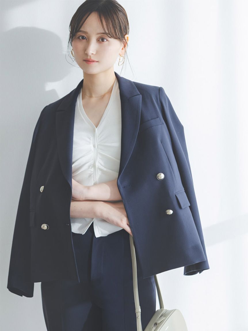 SNIDEL「Sustainableダブルブレストジャケット」|テーラードジャケット|NVY