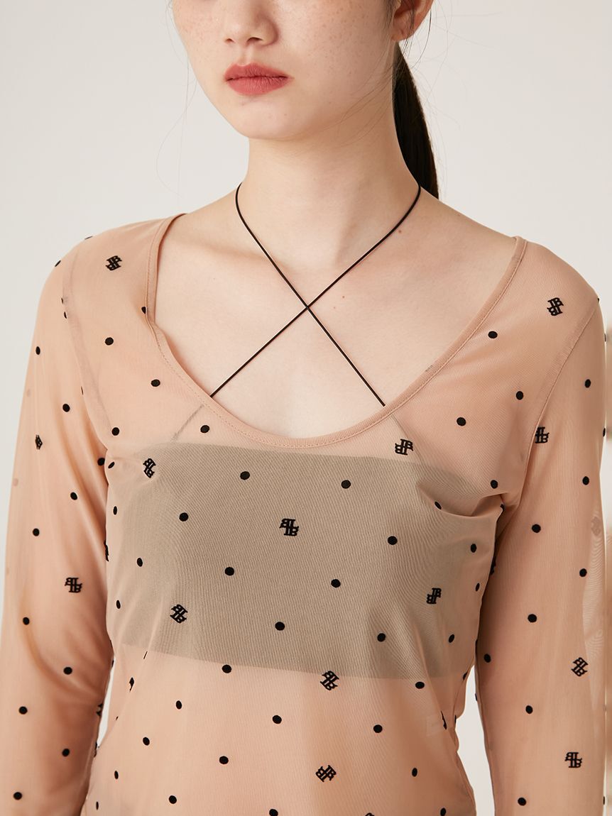 LILY BROWN Lingerie「【LILY BROWN Lingerie】シアーフロッキートップス&times;バンドゥセット」|Tシャツ・カットソー|