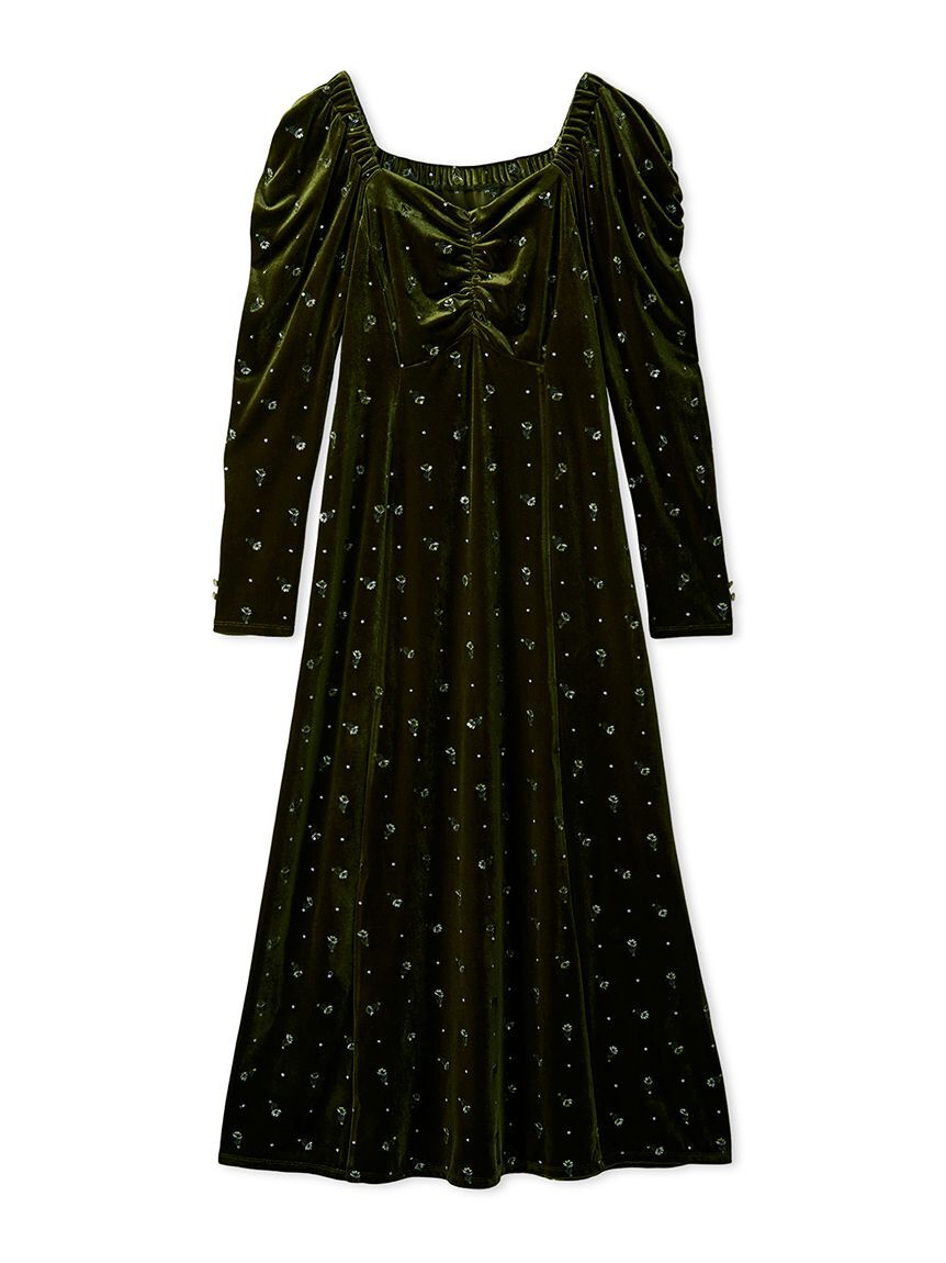 LILY BROWN「エンブロイダリーベロアワンピース」|ワンピース|