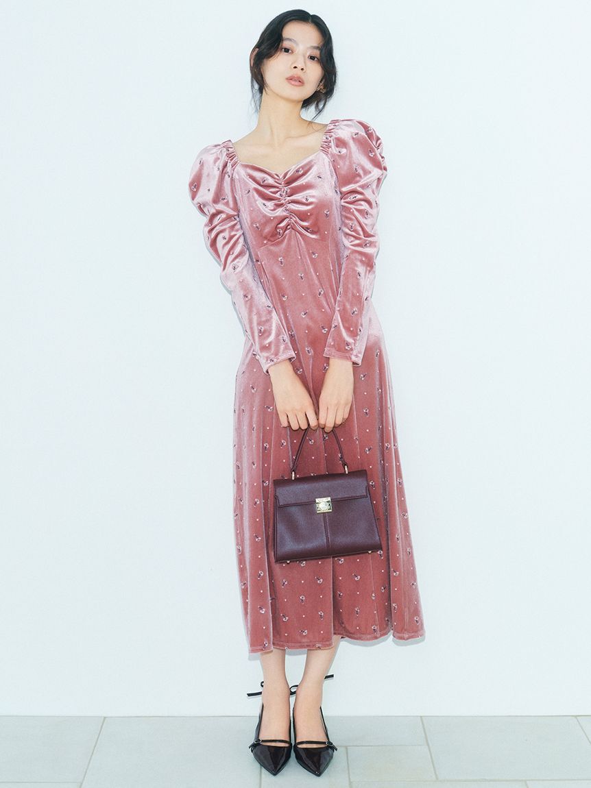 LILY BROWN「エンブロイダリーベロアワンピース」|ワンピース|