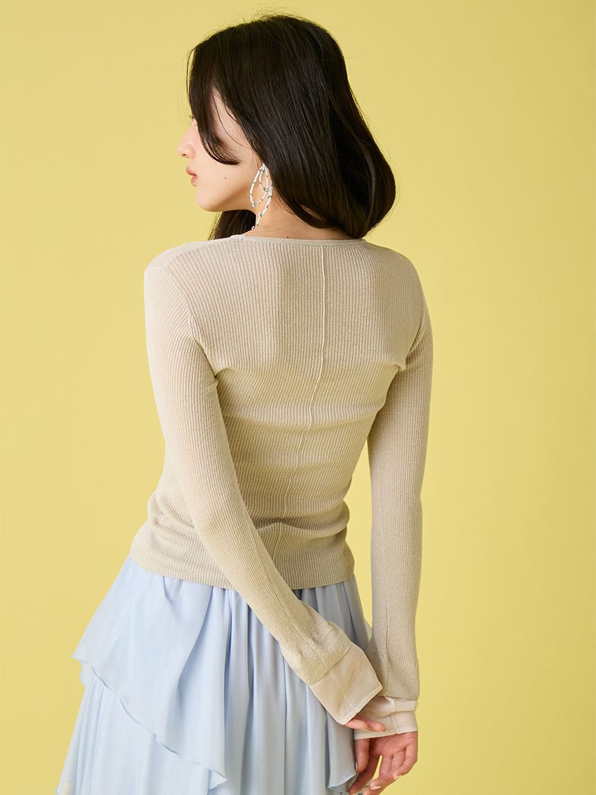 LILY BROWN「シアーレイヤードラメリブトップ」|ニット・セーター|