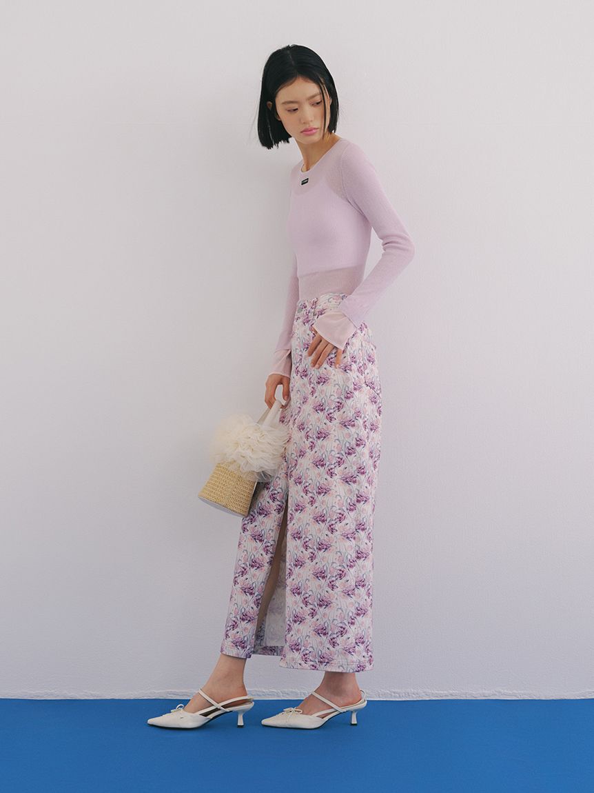 LILY BROWN「シアーレイヤードラメリブトップ」|ニット・セーター|