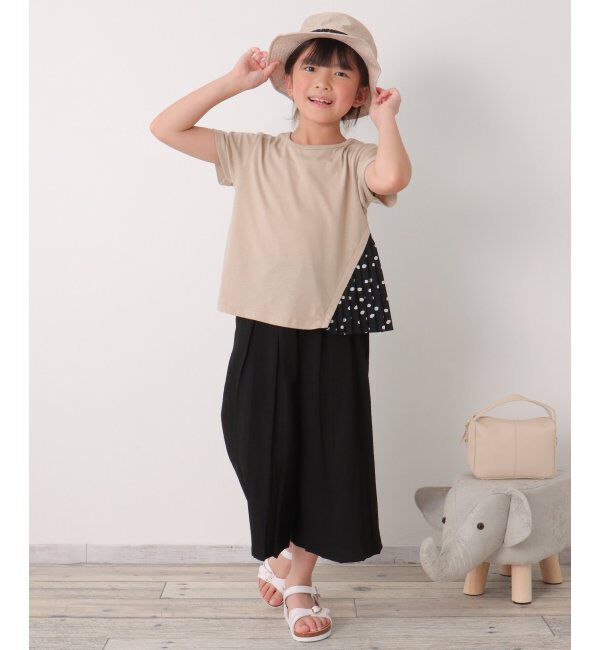 ikka kids「ドット柄サイドプリーツTシャツ（120~160cm）」|Tシャツ・カットソー|