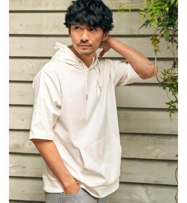 ikka「【接触冷感／抗菌防臭】GOKU楽セイケツ5分袖パーカー」|Tシャツ・カットソー|ホワイト