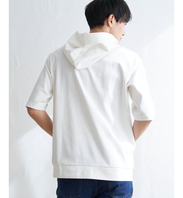 ikka「【接触冷感／抗菌防臭】GOKU楽セイケツ5分袖パーカー」|Tシャツ・カットソー|