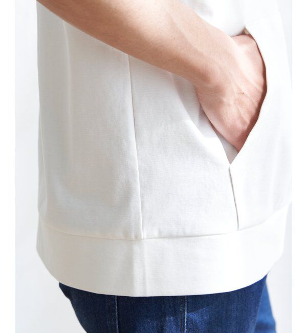 ikka「【接触冷感／抗菌防臭】GOKU楽セイケツ5分袖パーカー」|Tシャツ・カットソー|