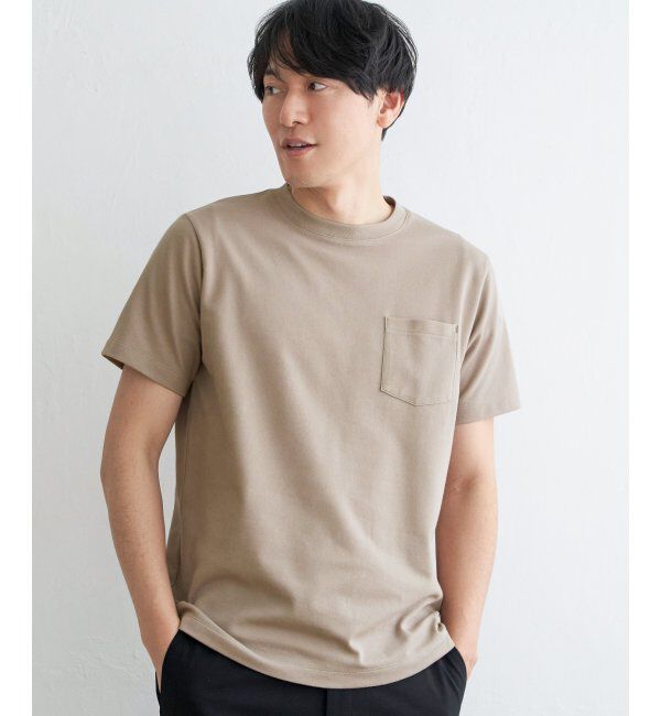 ikka「ライトダンボールダブルフェイスTシャツ」|Tシャツ・カットソー|ベージュ