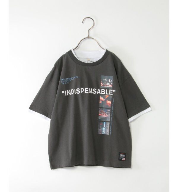 ikka kids「フォトプリントレイヤービッグTシャツ（120~160cm）」|Tシャツ・カットソー|ダークグレー