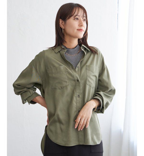 ikka「セルロース／デニムポケ付きシャツ」|シャツ・ブラウス|