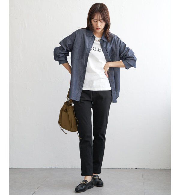 ikka「セルロース／デニムポケ付きシャツ」|シャツ・ブラウス|