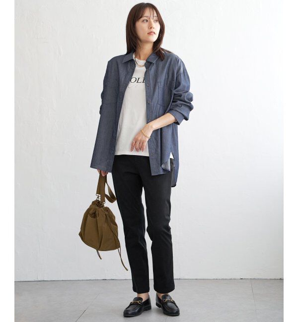 ikka「セルロース／デニムポケ付きシャツ」|シャツ・ブラウス|