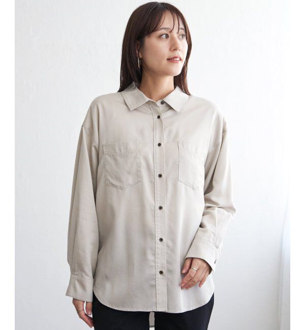 ikka「セルロース／デニムポケ付きシャツ」|シャツ・ブラウス|