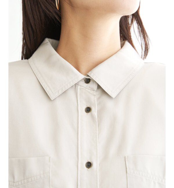 ikka「セルロース／デニムポケ付きシャツ」|シャツ・ブラウス|