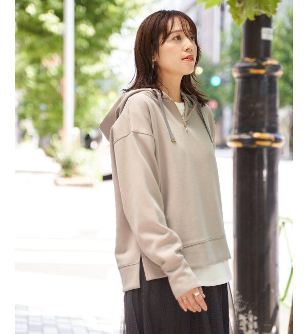 ikka「GOKU楽 鹿の子ダンボールパーカー」|パーカー|ベージュ