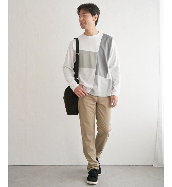 ikka「ブロックスポンチ切り替えロンT」|Tシャツ・カットソー|