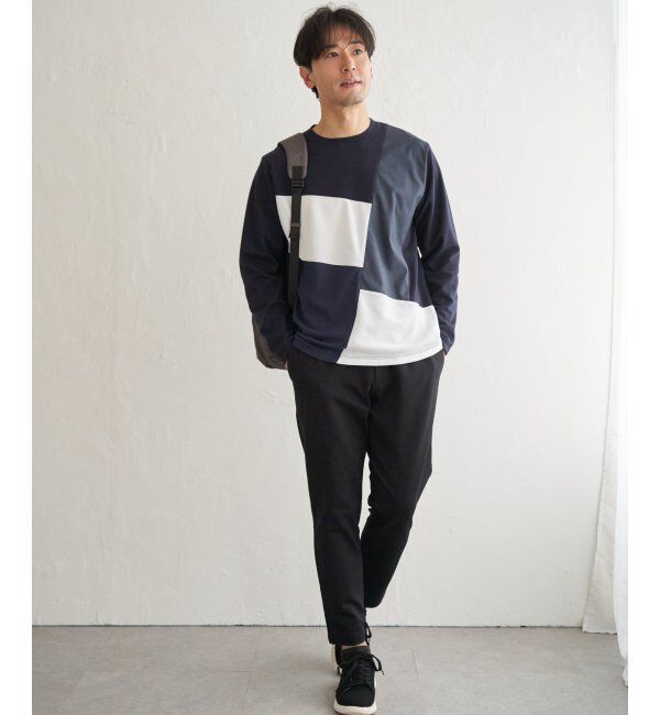 ikka「ブロックスポンチ切り替えロンT」|Tシャツ・カットソー|