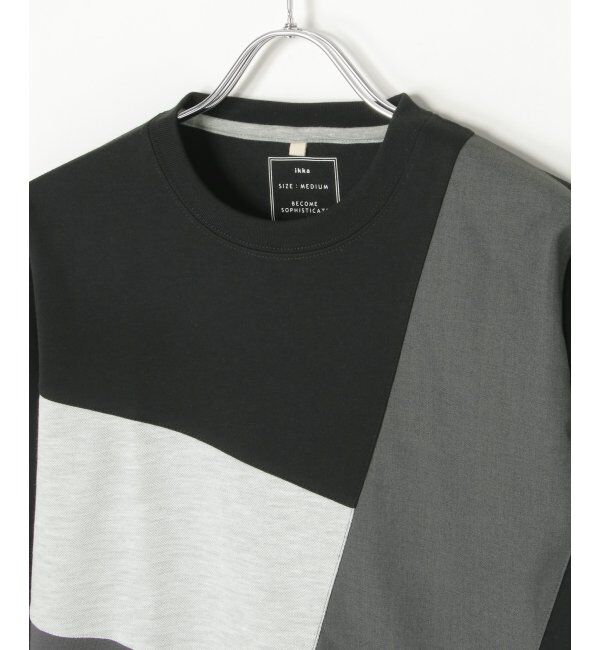 ikka「ブロックスポンチ切り替えロンT」|Tシャツ・カットソー|