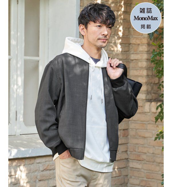 ikka「【雑誌MonoMax4月号掲載】イージーケアリネンライクブルゾン「小泉孝太郎さん着用モデル」」|ブルゾン・スタジャン|