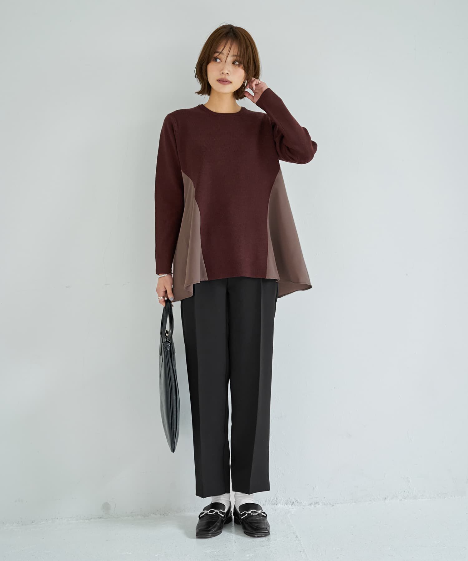 STYLE DELI「ジョーゼットコンビフレアニット」|ニット・セーター|