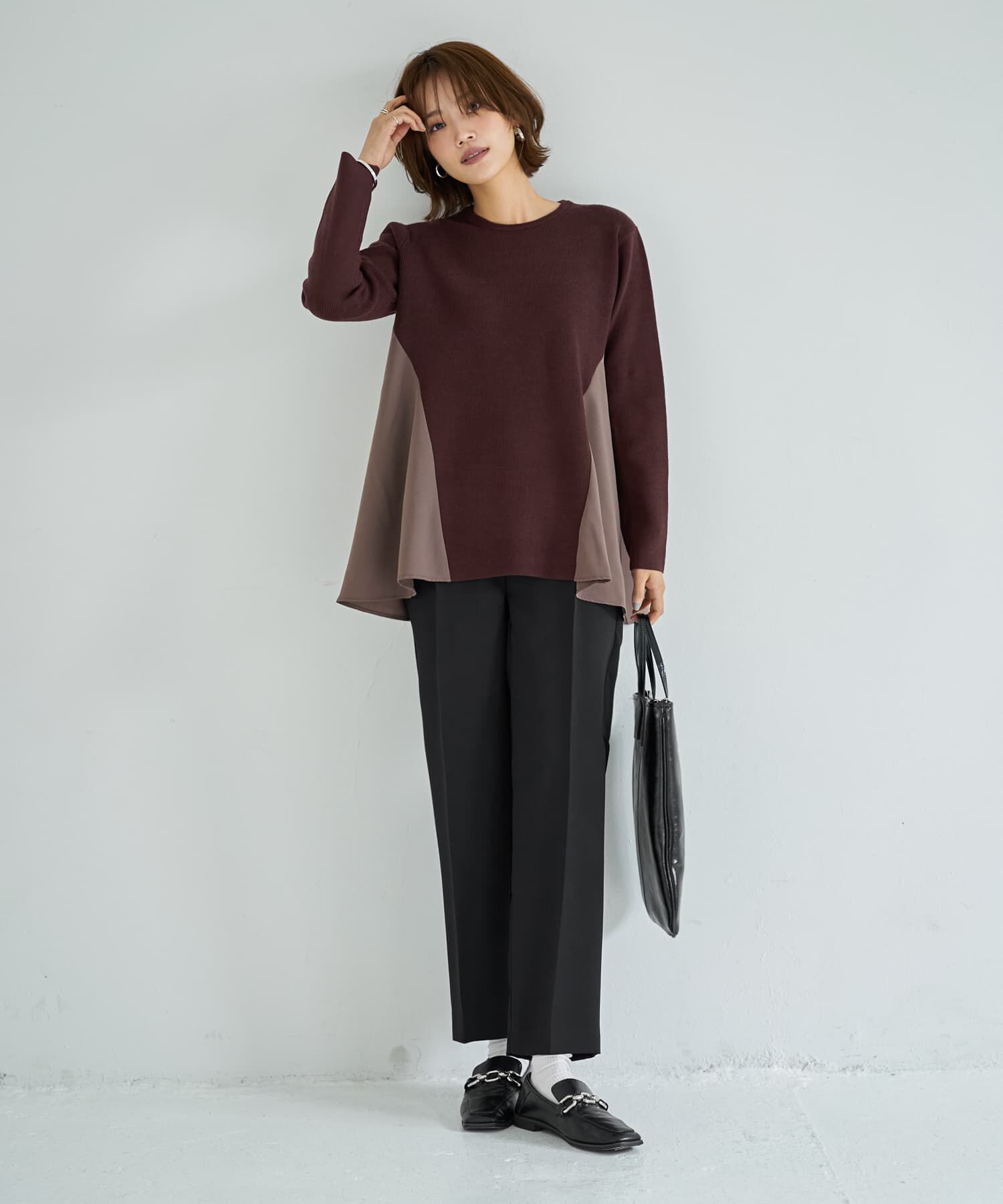 STYLE DELI「ジョーゼットコンビフレアニット」|ニット・セーター|