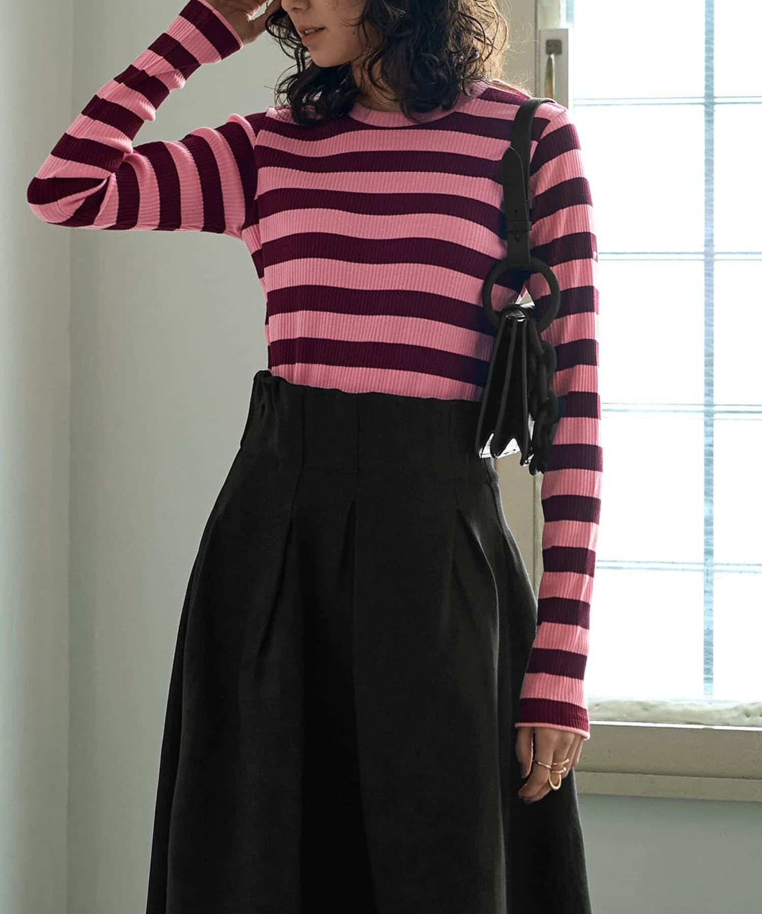 STYLE DELI「カラーボーダーリブトップス」|Tシャツ・カットソー|