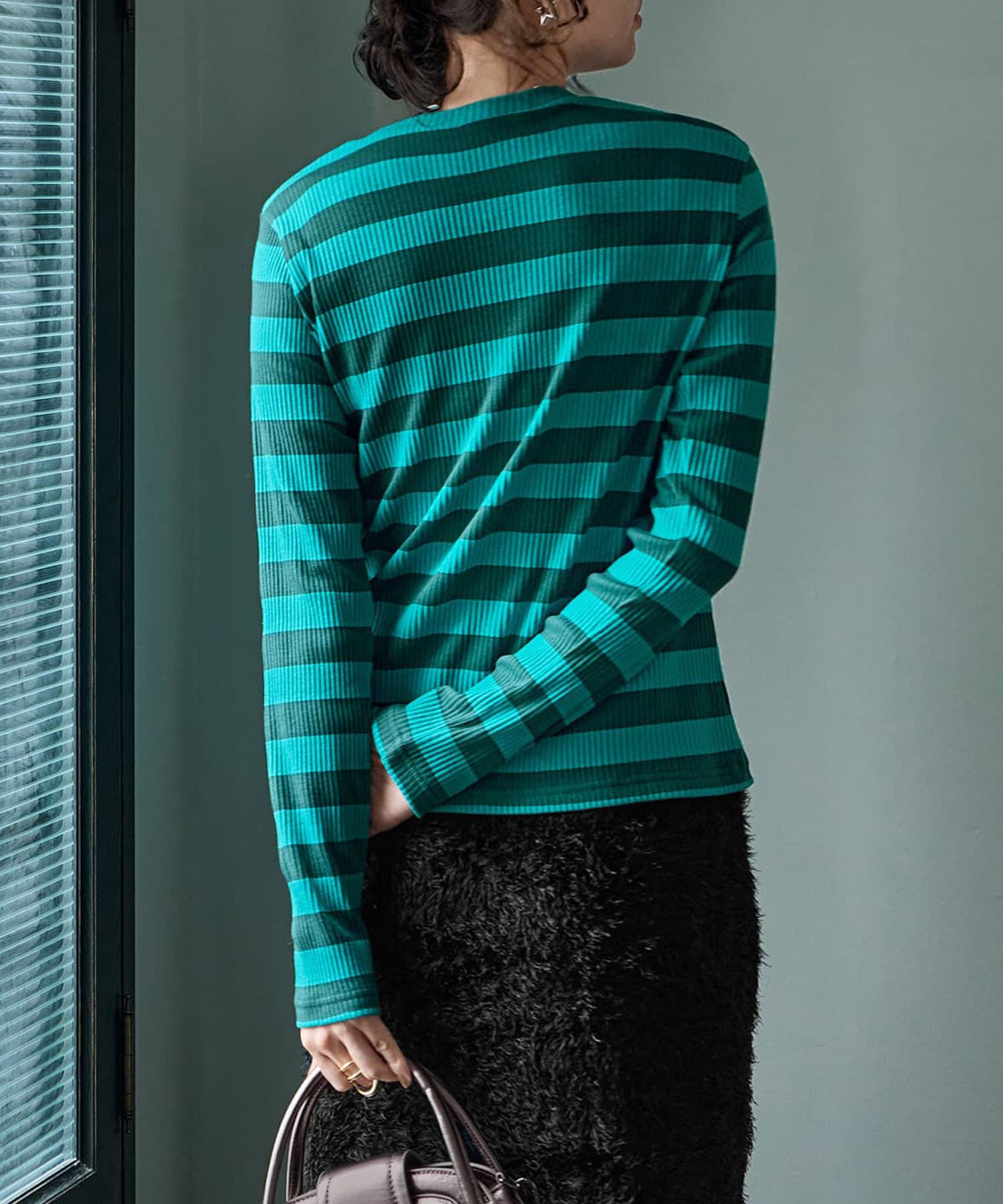 STYLE DELI「カラーボーダーリブトップス」|Tシャツ・カットソー|