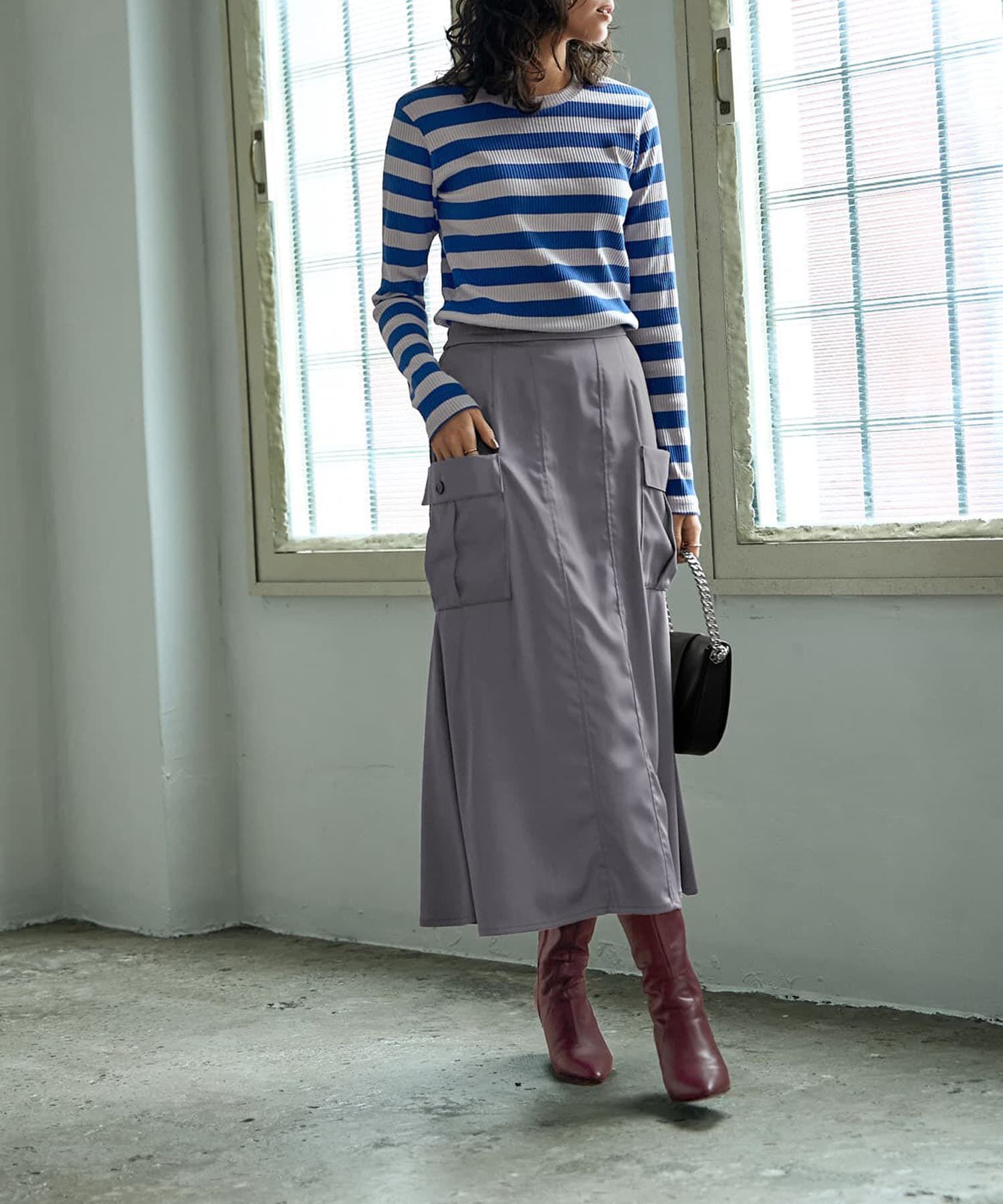 STYLE DELI「カラーボーダーリブトップス」|Tシャツ・カットソー|