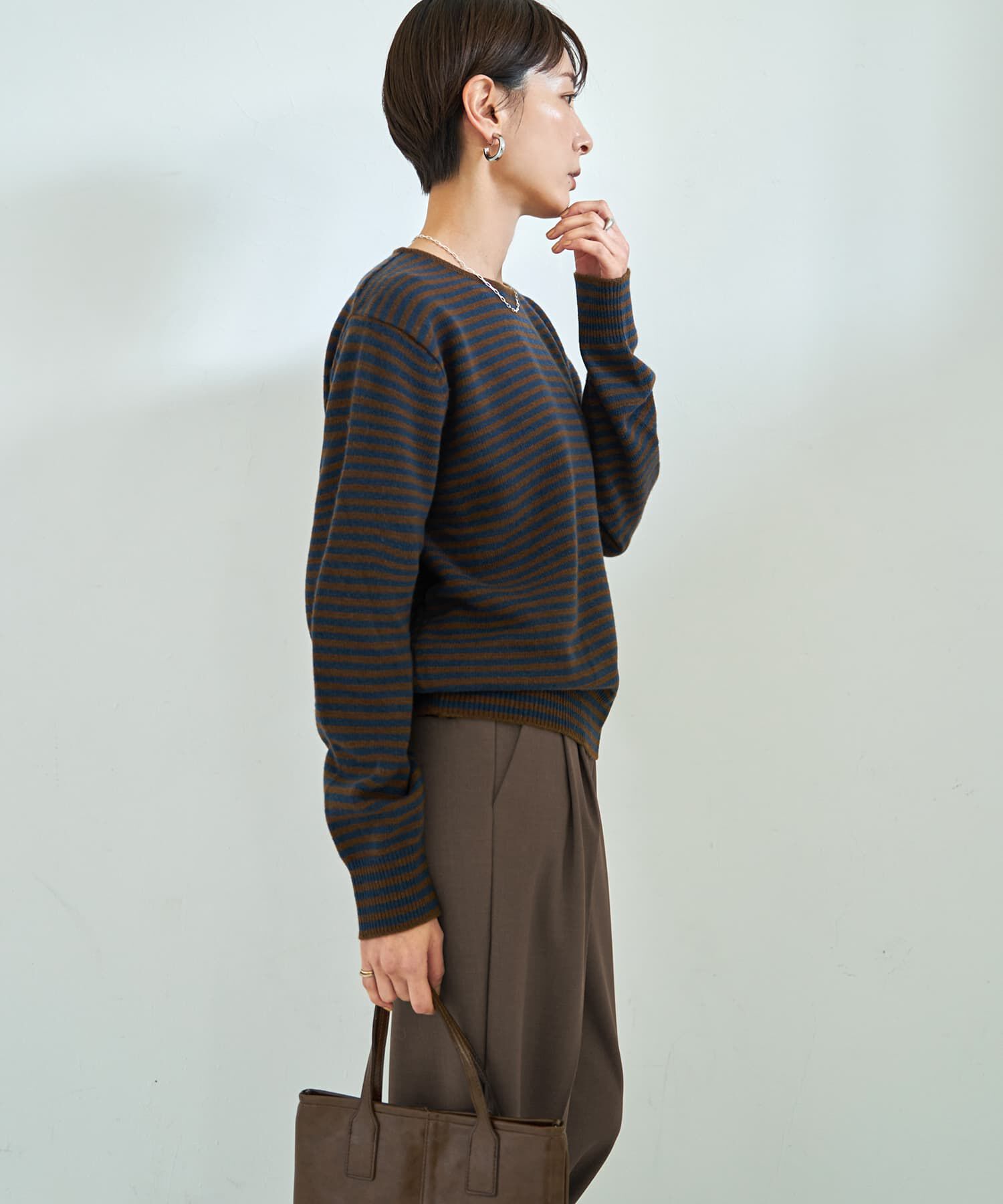 STYLE DELI「【LUXE】カラーボーダーウールニット」|ニット・セーター|