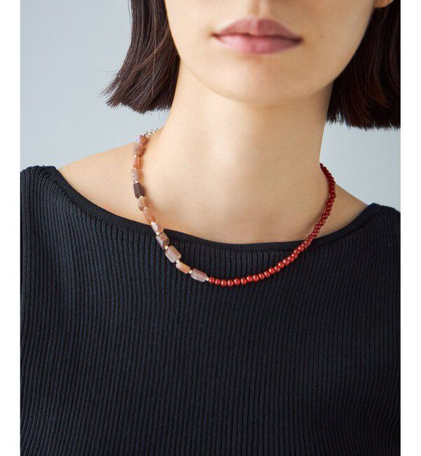 Jouete「[ジェム] ネックレス ムーンストーン&times;レッドアベンチュリン」|ネックレス|