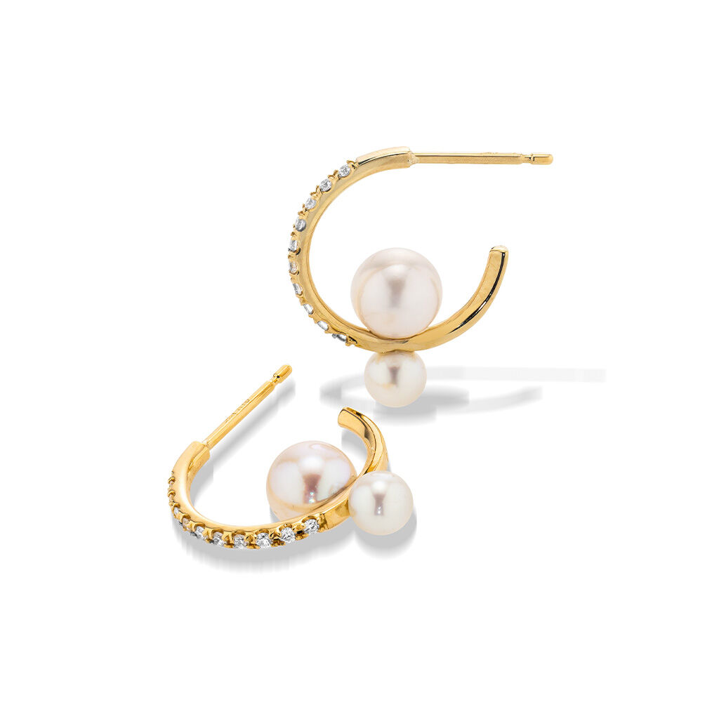 STAR JEWELRY「DIAMOND & BABY AKOYA PIERCED EARRINGS」|ピアス|