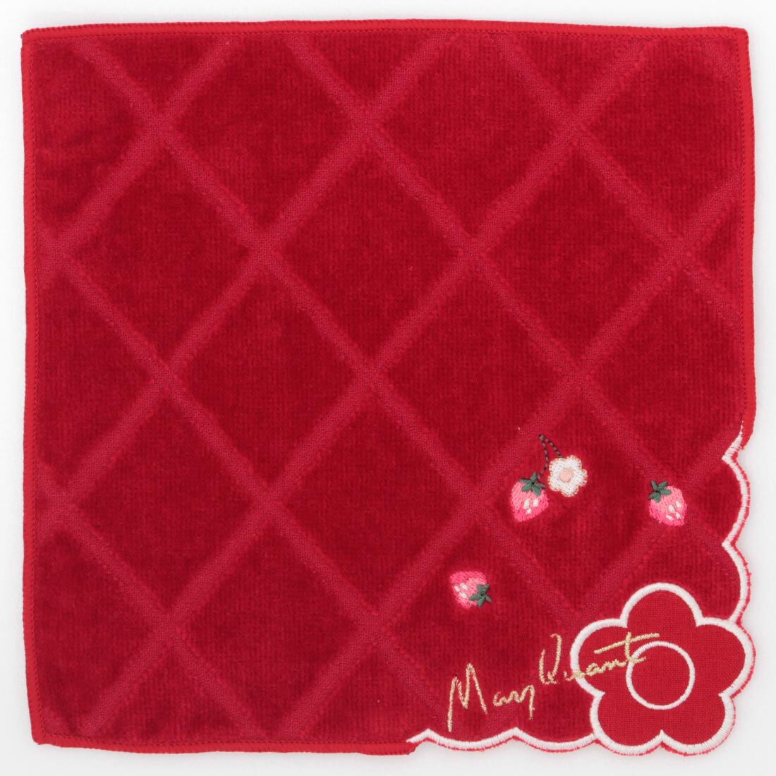 「MARY QUANT ミニタオルハンカチ＜イチゴスカラップ＞」|タオル|レッド