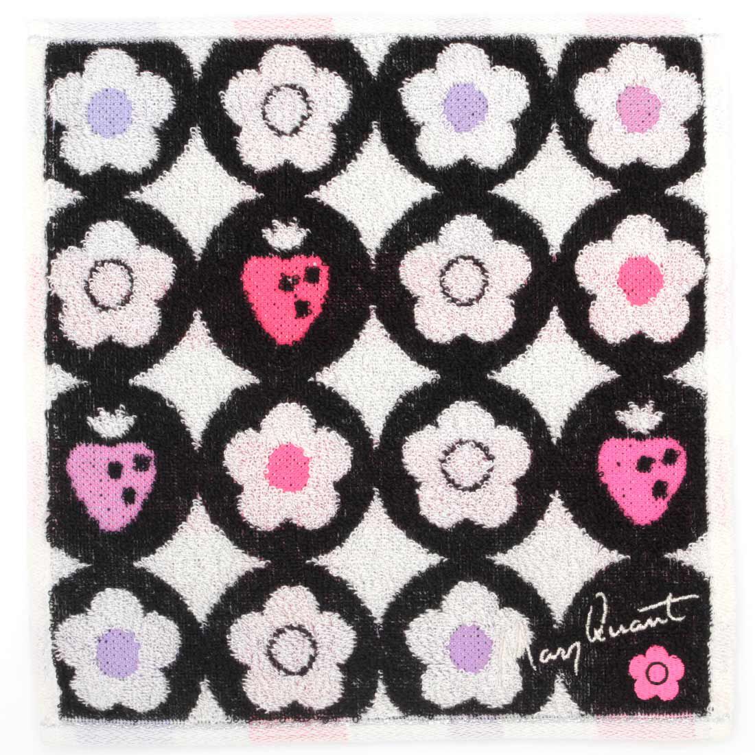  「MARY QUANT タオルハンカチ＜デイジーイチゴ＞」|タオル|ブラック