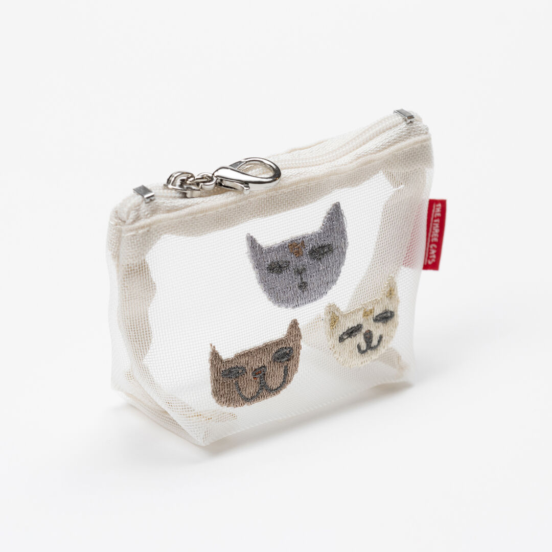  「THE THREE CATS メッシュミニ台形ポーチ」|ポーチ|