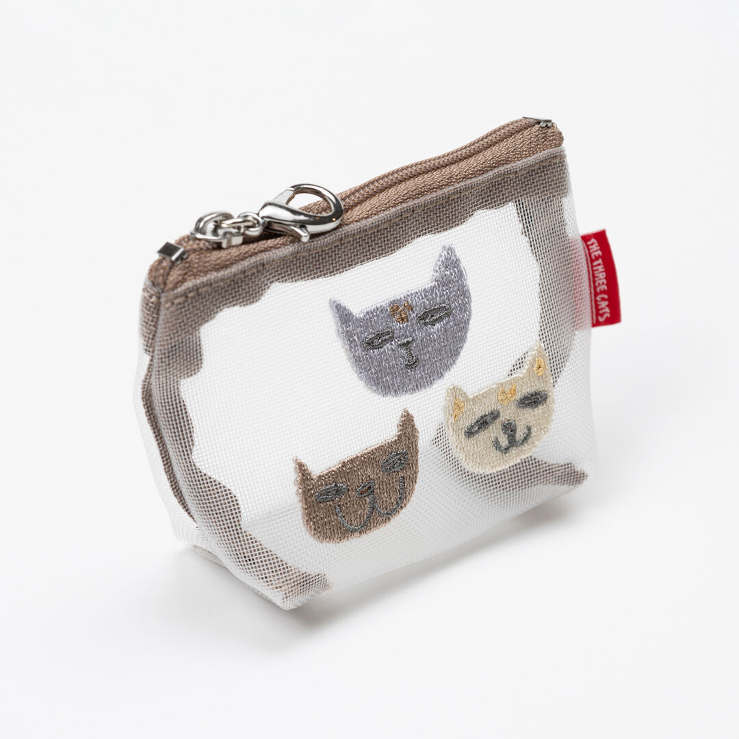  「THE THREE CATS メッシュミニ台形ポーチ」|ポーチ|