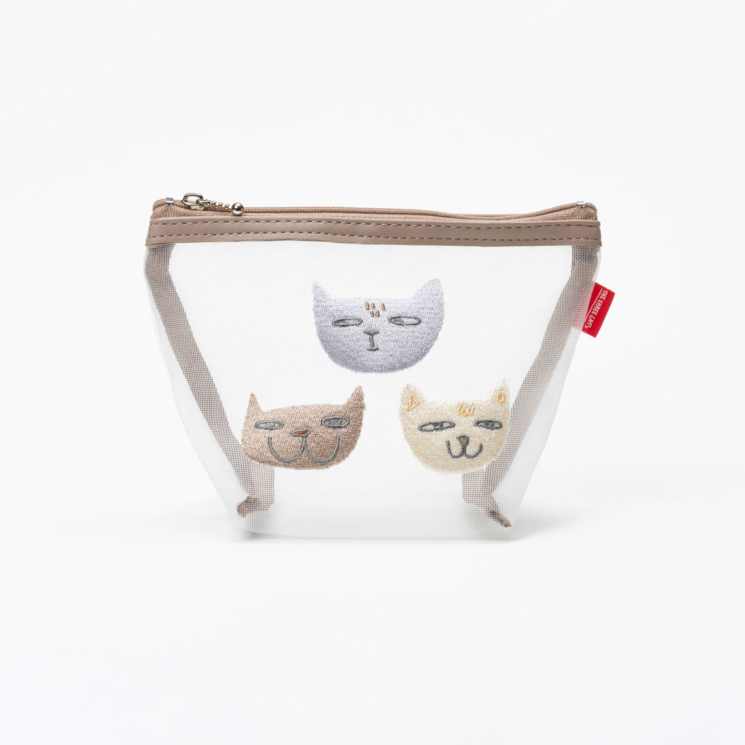 「THE THREE CATS メッシュ台形ポーチ」|ポーチ|BRN