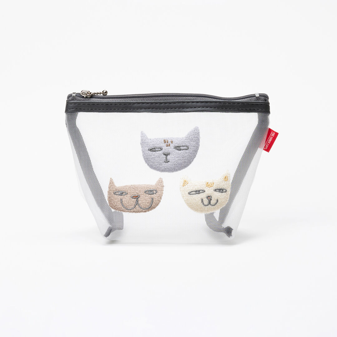  「THE THREE CATS メッシュ台形ポーチ」|ポーチ|GRY