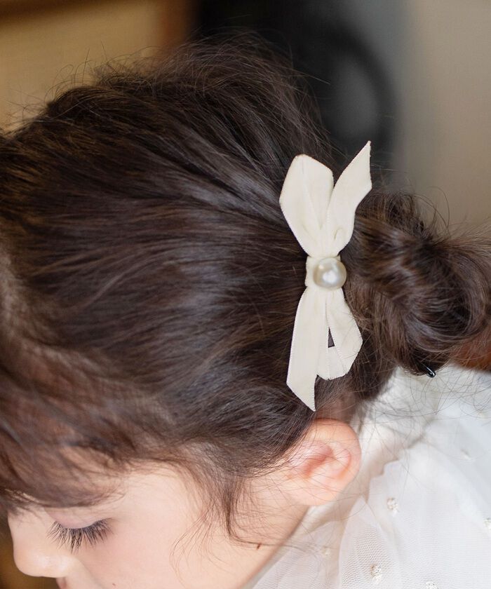 BACKYARD FAMILY「Rora ヘアクリップ キッズ 2個セット 通販 マロン リボン ミニ パール ベロア」|その他|