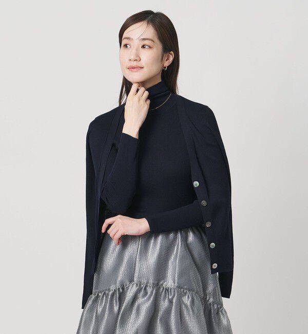 UNITED ARROWS「シルクリブ Vネック カーディガン」|カーディガン|