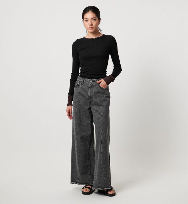 UNITED ARROWS「＜TO UNITED ARROWS＞リブ ロングスリーブ カットソー」|Tシャツ・カットソー|BLACK