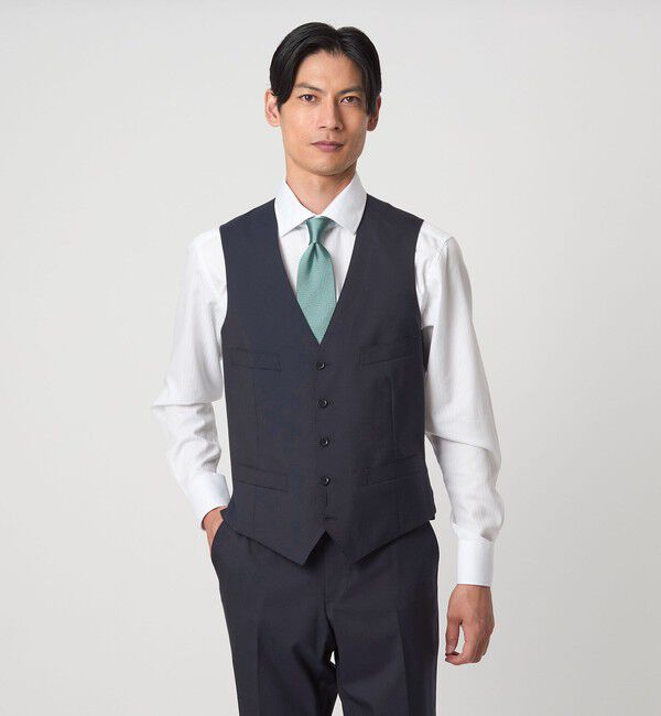UNITED ARROWS green label relaxing「REDA トロピカル 無地 5B スーツベスト」|スーツ|NAVY