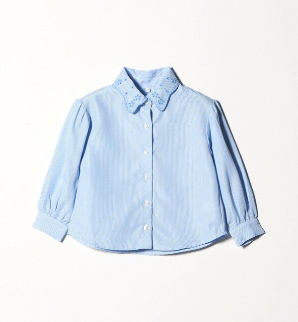 UNITED ARROWS green label relaxing「襟 刺しゅう ストライプ シャツ / キッズ  100cm-130cm」|シャツ・ブラウス|LT.BLUE