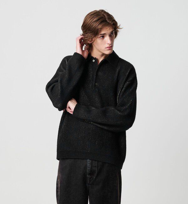 MONKEY TIME「ループヤーン プレーティング ポロシャツ」|ニット・セーター|