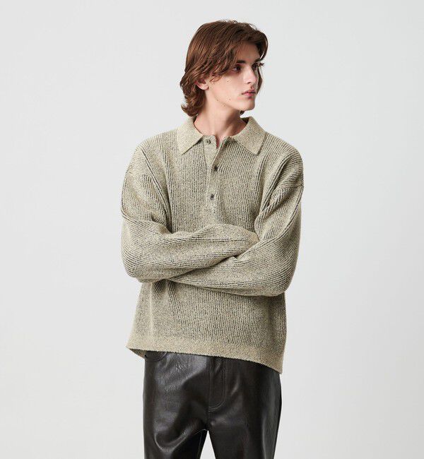 MONKEY TIME「ループヤーン プレーティング ポロシャツ」|ニット・セーター|BEIGE