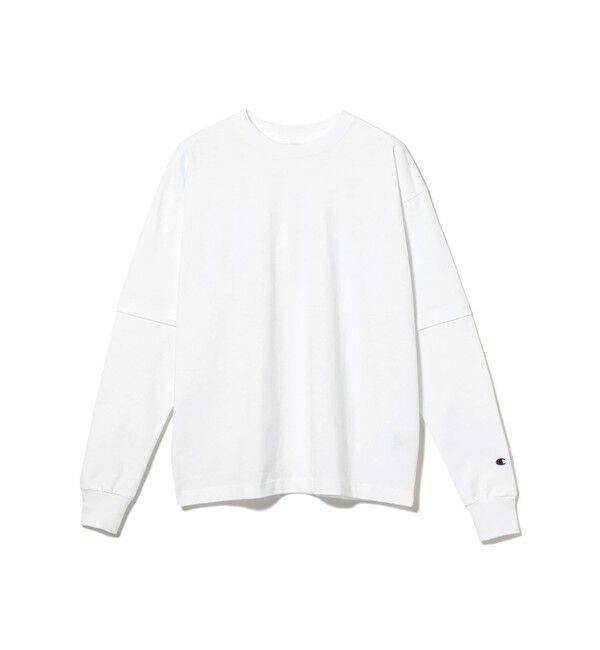 BEAMS「【別注】Champion / フェイク レイヤード ロングスリーブ Tシャツ」|Tシャツ・カットソー|WHITE