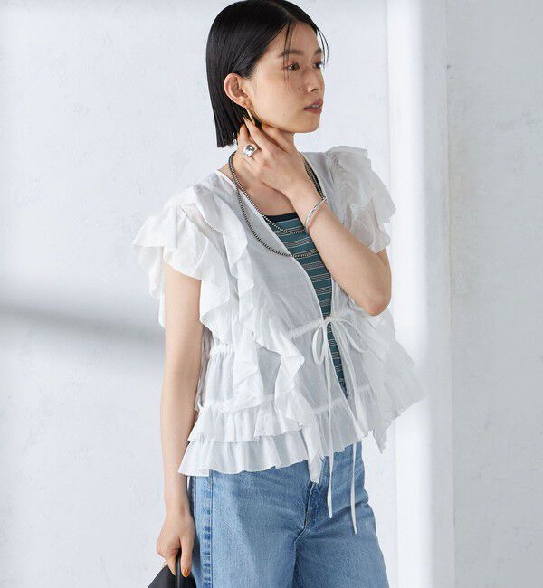 SHIPS for women「〈手洗い可能〉フリル ノースリーブ ブラウス ◇」|シャツ・ブラウス|