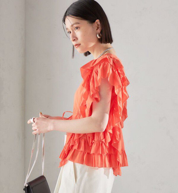 SHIPS for women「〈手洗い可能〉フリル ノースリーブ ブラウス ◇」|シャツ・ブラウス|
