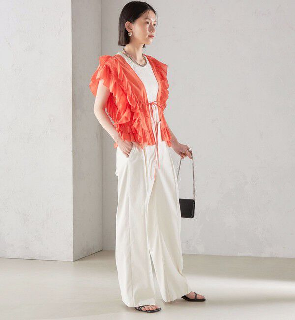 SHIPS for women「〈手洗い可能〉フリル ノースリーブ ブラウス ◇」|シャツ・ブラウス|