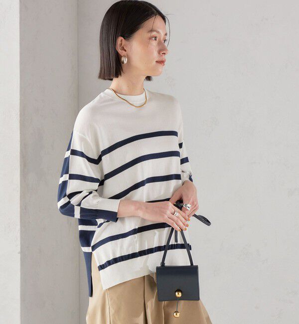 SHIPS for women「SHIPS Primary Navy Label:SEAISLAND コットン ボーダー TEE」|ニット・セーター|